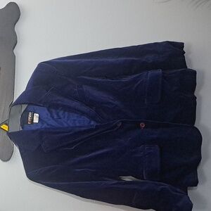 Vintage 70's rrrruss Russ Togs Women's BLAZER Blue Velvet Jacket PTP:18" L:25"